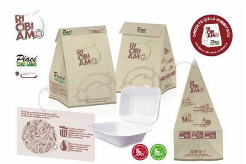 kit RicibiAMO (family bag in carta riciclata, vaschetta in polpa di cellulosa micro ondabile)