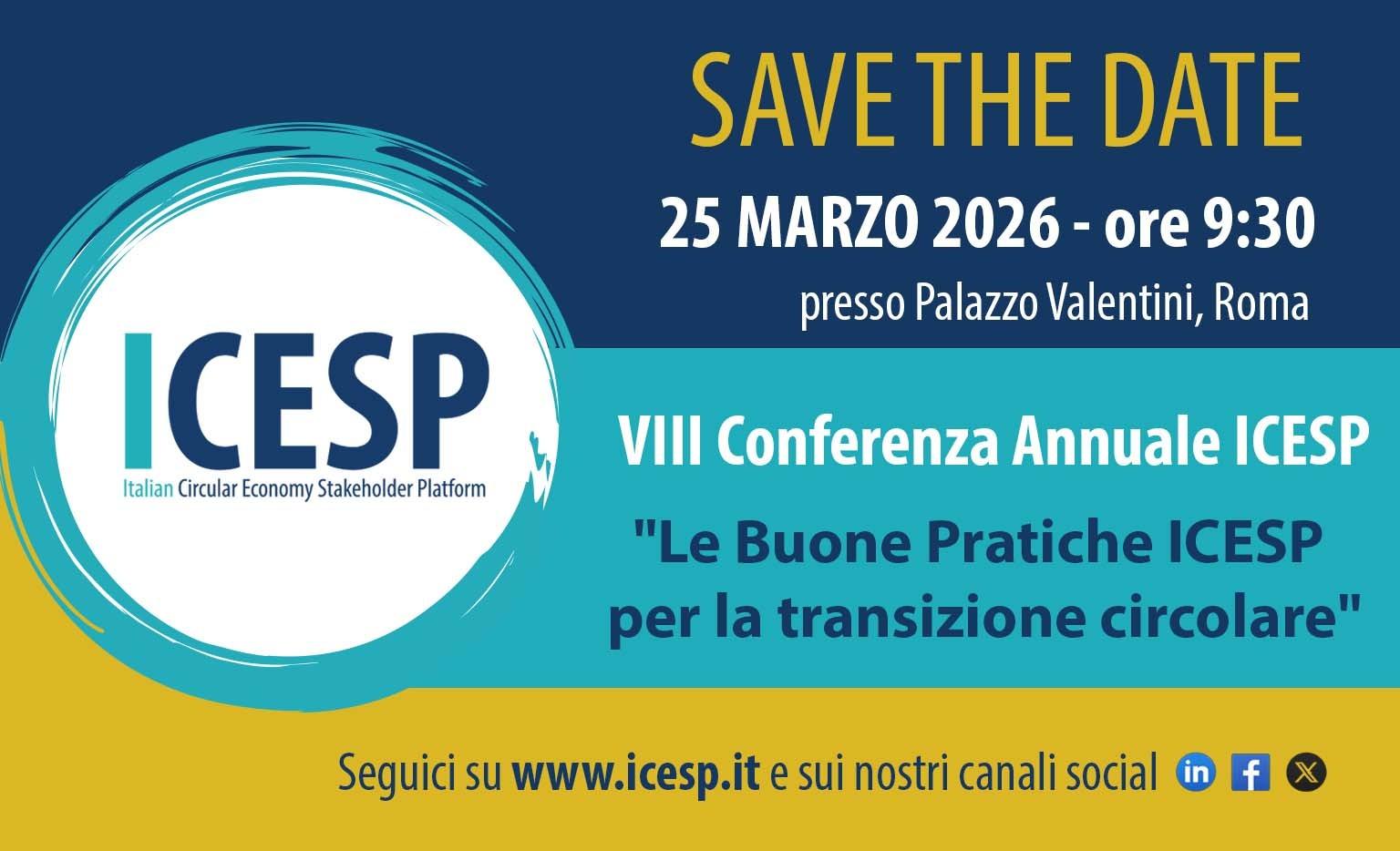 save the date: 25 marzo 2026, presso Palazzo Valentini a Roma, si terrà l’ottava Conferenza annuale ICESP