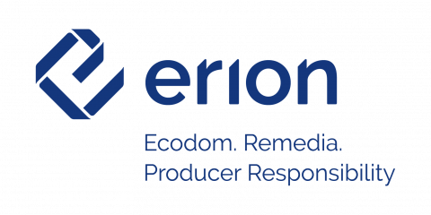 Logo Erion - il più importante Sistema italiano per la gestione di rifiuti associati a prodotti elettronici e recupero di materie prime seconde