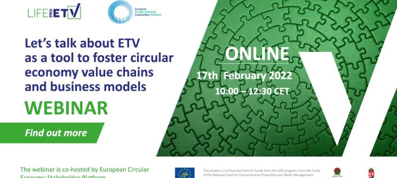 Locandina del webinar dell'Environmental Technology Verification (ETV)