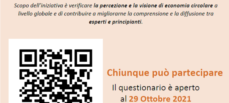 Locandina per il sondaggio "Imagine Circularity" con QR-code